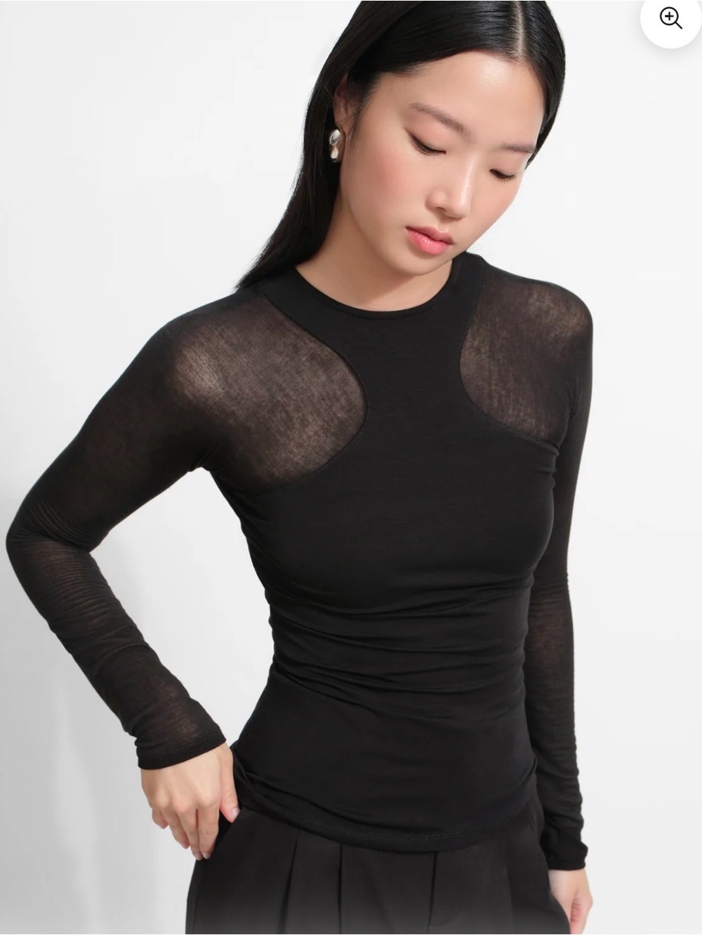 Marcella NYC Black Long-Sleeve Crewneck Tee Size M | Slim Fit Basic |